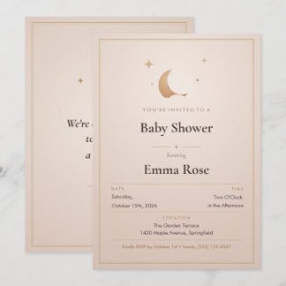 Invitación de Baby Shower Luna y Estrellas, Rubor