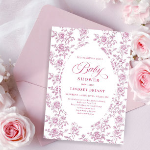Invitación de Baby Shower Luxury Rose Gold Floral 