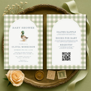 Invitación de Baby Shower Mallard Duck Gingham Tod