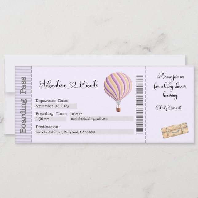 Invitación de Baby Shower, mamá será invitada (Anverso)