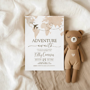 Invitación de Baby Shower Mapa Mundial 'La Aventur