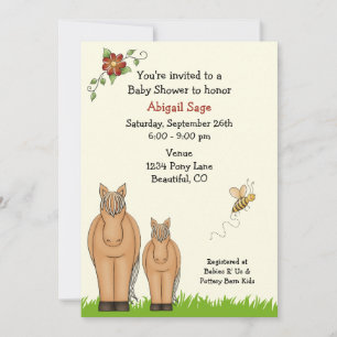 Invitación de Baby Shower Mare y Foal para Chicas