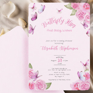 Invitación de Baby Shower Mariposa Rosa Bonita