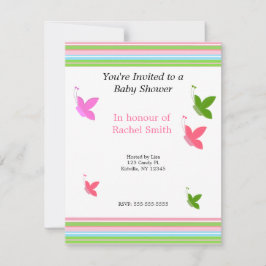 Invitación de baby shower Mariposas y Rayas