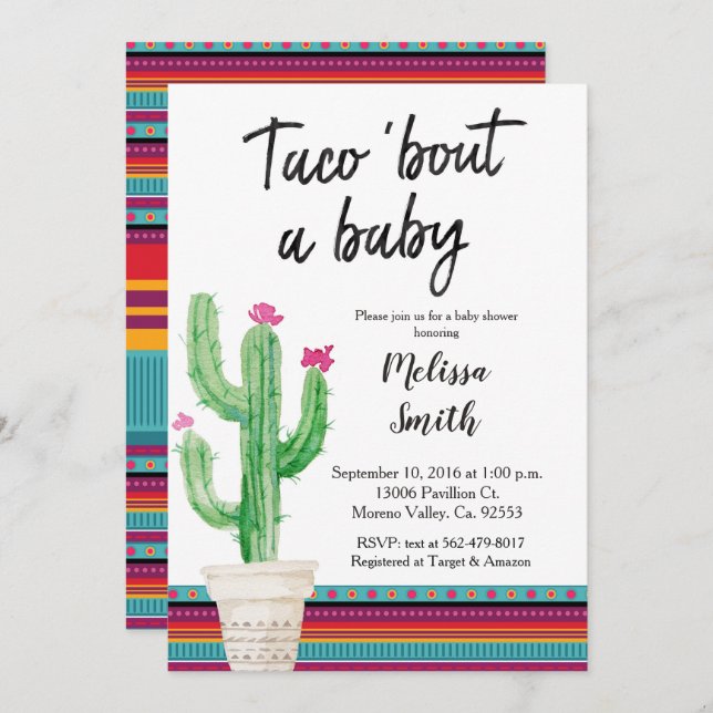 Invitación de Baby Shower Meixcan (Anverso / Reverso)