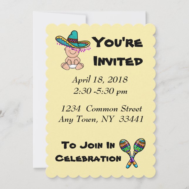 Invitación de Baby Shower mexicana a Personalizar (Anverso)