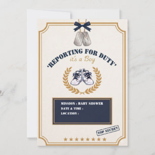 Invitación de Baby Shower Militar de Niño de la Ma