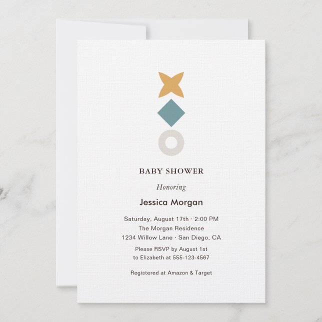 Invitación de baby shower Minimal Bauhaus (Anverso)