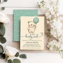 Invitación de Baby Shower Minimalista - Bearly Wai