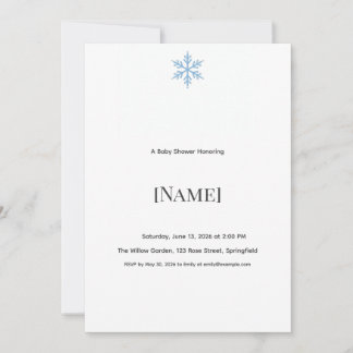 Invitación de baby shower minimalista de copo de n