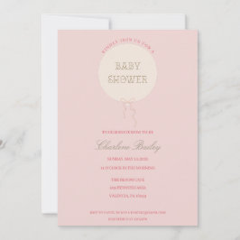 Invitación de Baby Shower Minimalista Globo Rosa