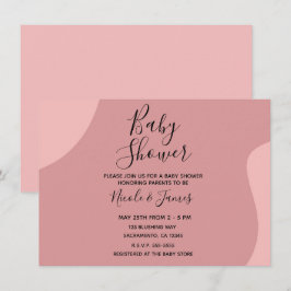 Invitación de Baby Shower Minimalista Moderna Rosa