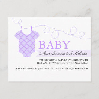 Invitación de Baby Shower Moderno con tendedero de