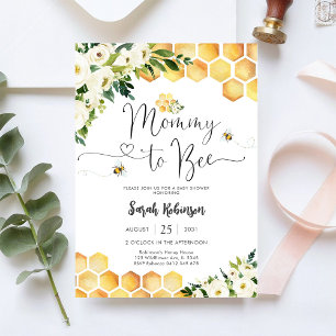 Invitación de Baby Shower Mommy to Bee