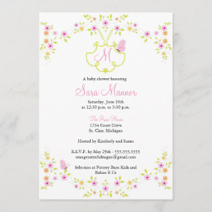 Invitación de Baby Shower - monograma