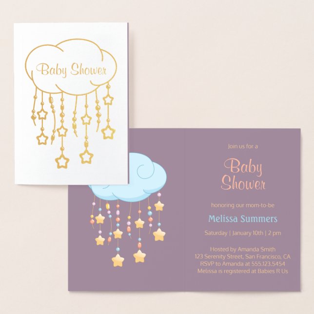 Invitación de Baby Shower móvil de las estrellas d (Demostración)