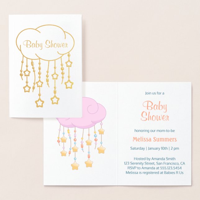 Invitación de Baby Shower móvil de las estrellas d (Demostración)
