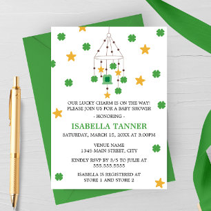 Invitación de Baby Shower Móvil Trebol y Estrella 
