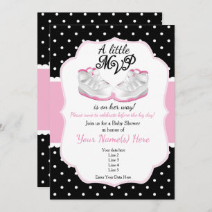 Invitación de Baby Shower MVP rosa y negro