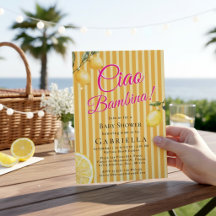 Invitación de Baby Shower Naranja Cítrico Ciao Bam