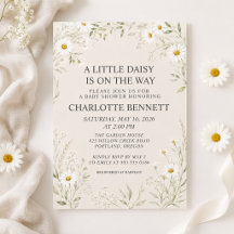 Invitación de Baby Shower Natural Daisy