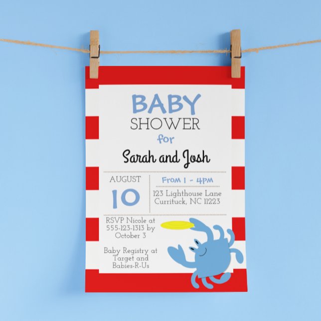 Invitación de Baby Shower náutica al cangrejo azul (Subido por el creador)