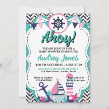 Invitación de baby shower náutico Ahoy