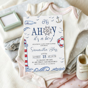 Invitación de Baby Shower Náutico 'Ahoy es un Niño