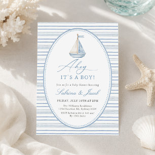Invitación de Baby Shower Náutico 'Ahoy es un Niño