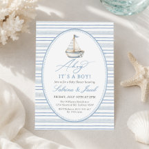 Invitación de baby shower náutico 'Ahoy es un niño