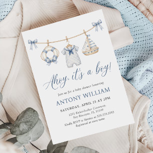 Invitación de Baby Shower Náutico 'Ahoy es un Niño