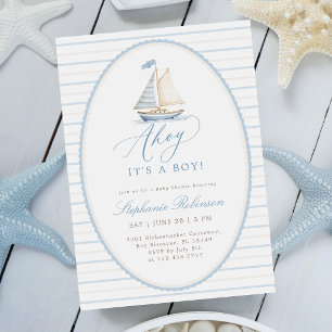 Invitación de Baby Shower Náutico 'Ahoy es un Niño
