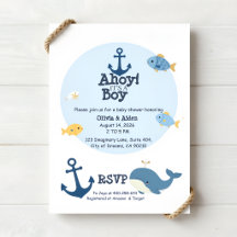 Invitación de Baby Shower Náutico 'Ahoy Es Un Niño