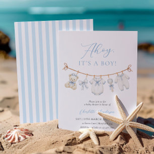 Invitación de baby shower náutico 'Ahoy es un niño