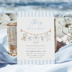 Invitación de baby shower náutico 'Ahoy es un niño