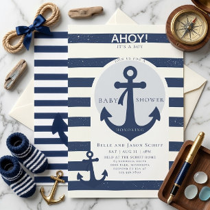 Invitación de Baby Shower Náutico 'Ahoy It's a Boy