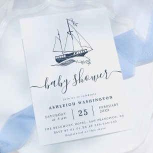 Invitación de Baby Shower Náutico de Barco de la M