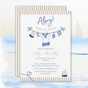 Invitación de Baby Shower Náutico "Hola Bebé Niño