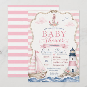 Invitación de Baby Shower Náutico para Niña