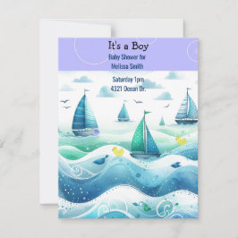 Invitación de baby shower náutico para niño