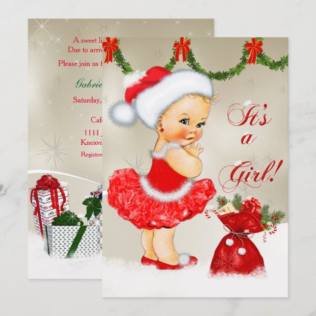 Invitación de Baby Shower, navidad Baby Shower (Anverso / Reverso)