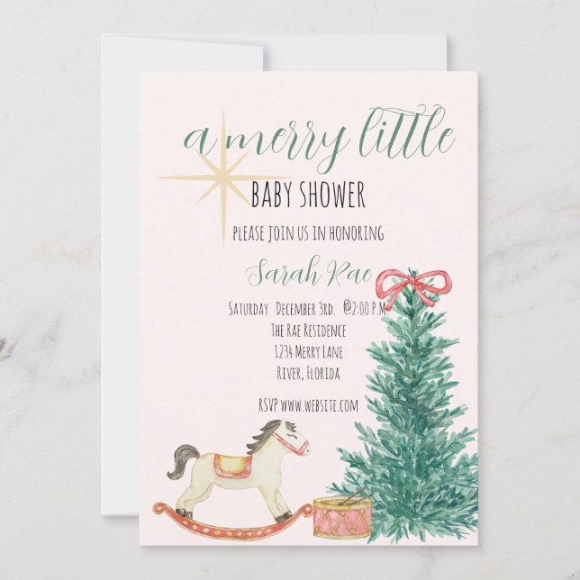 Invitación de Baby Shower navideña vintage (Anverso)