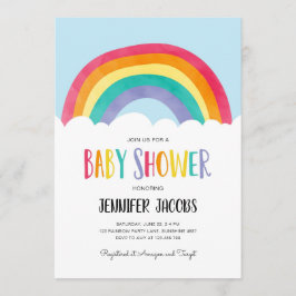 Invitación de Baby Shower neutra Rainbow Blue Boy