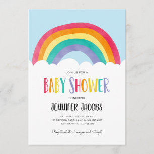 Invitación de Baby Shower neutra Rainbow Blue Boy