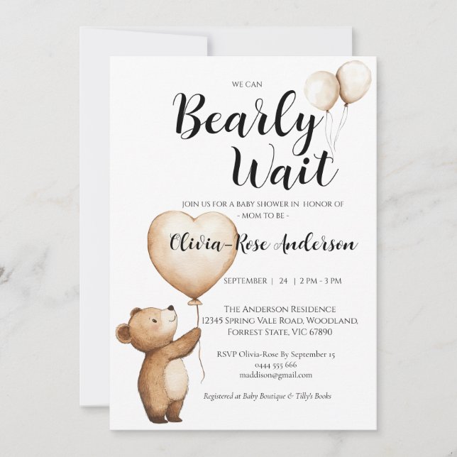 Invitación de Baby Shower Neutral 'Apenas Podemos  (Anverso)