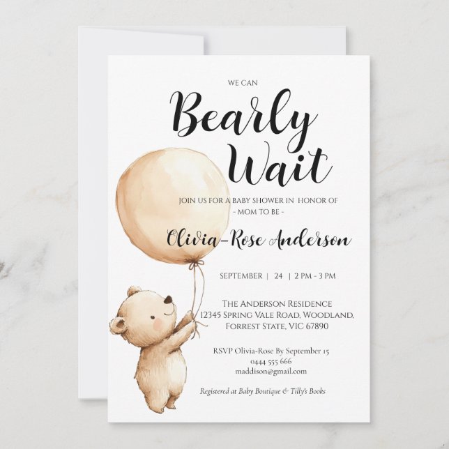 Invitación de Baby Shower Neutral 'Apenas Podemos  (Anverso)