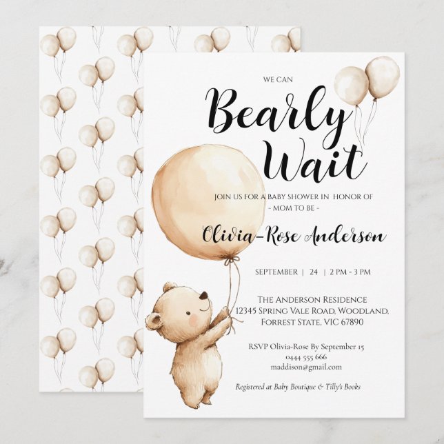 Invitación de Baby Shower Neutral 'Apenas Podemos  (Anverso / Reverso)