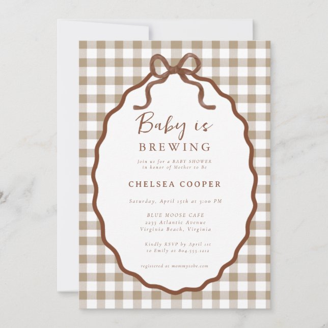 Invitación de Baby Shower Neutral 'Baby is Brewing (Anverso)