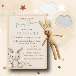 Invitación de Baby Shower Neutral Boho Bunny