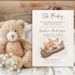 Invitación de baby shower neutral de zorro del bos